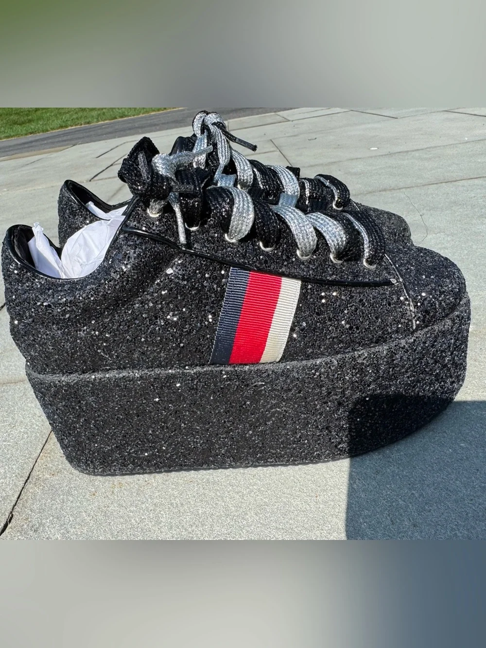 ✨ Cape Robbin Black Glitter Platform Sneakers | women 9/EU40